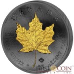 Canada Maple Leaf Canadian GOLDEN ENIGMA EDITION $5 Silver coin Black Ruthenium & Gold Plated 1oz 2015